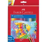 Faber-Castell 114448 - Estuche de Cartón con 48 Ecolápices Acuarelables de Colores + Pincel