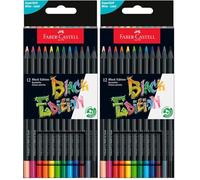 Faber-Castell 116412 Black Edition Caja de 12 Lápices de Colores Vibrantes, Resistentes a la Rotura y Empuñadura Ergonómica, Lapices Colores para Pintar y Colorear en Papel Claro y Oscuro
