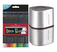 Faber-Castell 116436 - Est. 36 láp. Colores black edition. & 183800 - Sacapuntas Triple Agujero