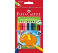 FABER-CASTELL 116501 - Juego de lápices de colores jumbo triangulares, 12 lápices de colores en estuche de cartón, para niños y adultos