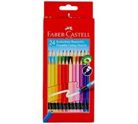 FABER-CASTELL 116625 - Lápices de colores borrables, 24 lápices de colores en estuche de cartón, para niños y adultos