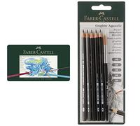 Faber-Castell 117560 Estuche de metal con 60 ecolápices acuarelables, multicolor + 117897 Blíster con 5 ecolápices, de grafito acuarelables, para artistas Graphite Aquarelle