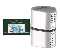 Faber-Castell 117560 - Estuche de metal con 60 ecolápices acuarelables, multicolor + 183800 - Sacapuntas Triple Agujero