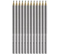 Faber-Castell 117697 Grip 2001 - Lápices (1 unidad, 12 unidades), color plateado y negro