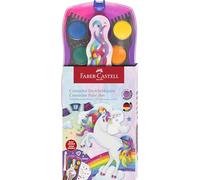 FABER-CASTELL 125035 - Caja de acuarelas unicornio conector con 12 colores incl. tubo blanco opaco y adhesivo