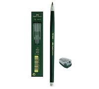Faber-Castell 139412 TK 9400 - Portaminas (grosor de la mina: 2 mm, dureza: 2H, color de la caña: verde), Stift + Spitzer + Minen