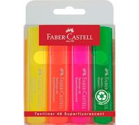 Faber-Castell 154604 - Estuche con 4 Marcadores Fluorescentes - Amarillo - Naranja - Rosa - Verde