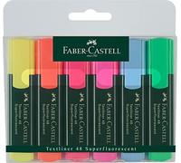 Faber-Castell Marcadores Textliner 154806 Estuche de 6 colores Amarillo Rosa Azul Verde Naranja Rojo
