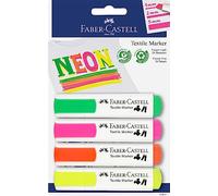 FABER-CASTELL - Set de rotuladores para tela en colores neón, 4 colores