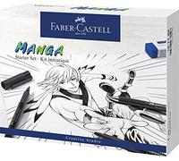 FABER-CASTELL 167152 - Set de inicio para manga, rotuladores de tinta negra con puntas finas y accesorios, aptos para dibujos de manga en diferentes superficies