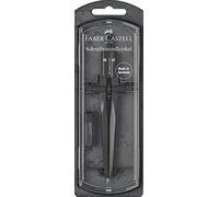 FABER-CASTELL 174530 - Compás de ajuste rápido Stream, Blackstone, juego de compases con piezas de repuesto y minas para compás