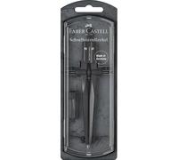 FABER-CASTELL - Compás de ajuste rápido Stream Blackstone | Compás con piezas de recambio y minas para el colegio, la formación y el dibujo técnico