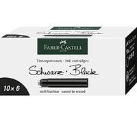 Faber-Castell 185507 Paquete de cartuchos de tinta de 6 x 10 unidades, negro, estándar, borrable en azul, para plumas estilográficas con sistema de cartucho estándar, tintas de calidad fabricadas en