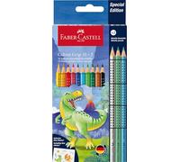 FABER-CASTELL 201545 - Juego de lápices de colores Dino, 13 piezas, irrompible, incl. 3 lápices metálicos y pegatinas de dinosaurios