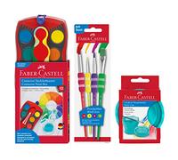 FABER-CASTELL 205037 - Set de pintura Connector con caja de acuarelas, juego de 4 pinceles y vaso para pinceles