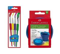 FABER-CASTELL 205074 - Juego de Colorear con Vaso de Agua y Pincel, 5 Piezas, para la Escuela y el Tiempo Libre