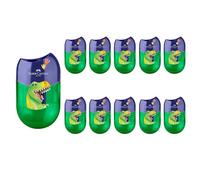 FABER-CASTELL 205247 - Sacapuntas doble Dino, 10 sacapuntas con contenedor para lápices gruesos y finos