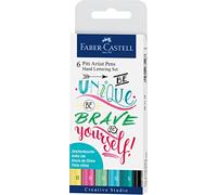 FABER-CASTELL 267116 - Rotulador Pitt Artist Pen Lettering, estuche de 6 unidades de colores
