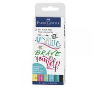 FABER-CASTELL 267117 - Rotulador Pitt Artist Pen Lettering, estuche de 6 unidades, verde