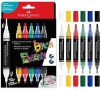 Faber-Castell Rotuladores acrílicos 285507 Shake & Paint – Juego 6 punta doble 3/1 mm – Black Edition