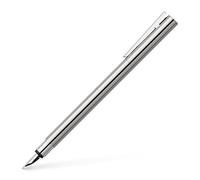 FABER-CASTELL 342003 Neo Slim - Pluma estilográfica (acero inoxidable, plumín B, plateado)
