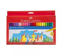 Faber-Castell 554250 - Estuche de cartón con 50 rotuladores escolares, punta de fibra, multicolor