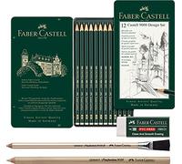 Faber-Castell 9000 119064 - Estuche de 12 lápices de grafito, 5B - 5H + 2 lápices de borrar diferentes y goma de borrar sin PVC