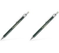 Faber-Castell B-136300 - Portaminas TK-Fine con goma de borrar y 3 minas finas, graduación HB, trazo 0.3 mm, color verde (Paquete de 2)
