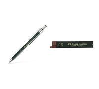 Faber-Castell B-136500 - Portaminas TK-Fine con goma de borrar y 3 minas finas, graduación HB, trazo 0.5 mm, color negro + Blíster tubo de 12 minas, 0.5 mm 2H, color negro