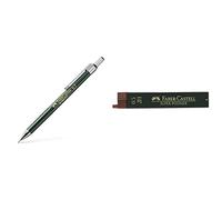 Faber-Castell B-136700 - Portaminas TK-Fine con goma de borrar y 3 minas finas graduación HB, trazo 0.7 mm color negro B-9065-2H - Blíster tubo de 12 minas, 0.5 mm 2H, color negro