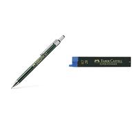 Faber-Castell B-136700 - Portaminas TK-Fine con goma de borrar y 3 minas finas graduación HB, trazo 0.7 mm color negro B-9067-2B - Blíster tubo de 12 minas, 0.7 mm 2B, color negro
