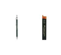 Faber Castell B-136900 - Portaminas TK-Fine con goma de borrar y 3 minas finas, graduación HB, trazo 0.9 mm, color negro + Faber Castell B-9069-HB - Blíster tubo de 12 minas, 0.9 mm HB, color negro