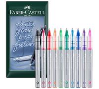 Faber-Castell Bolígrafo de tinta de punta de 0,7 mm, bolígrafos rollerball de regalo, papelería para oficina, trabajo, hogar, etc. (Multicolor, paquete de 10)