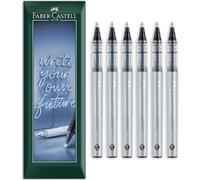 Faber-Castell Bolígrafo de tinta de punta de 0,7 mm, bolígrafos rollerball de regalo, papelería para oficina, trabajo, hogar, etc. (Negra, paquete de 6)