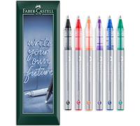 Faber-Castell Bolígrafo de tinta de punta de 0,7 mm, bolígrafos rollerball de regalo, papelería para oficina, trabajo, hogar, etc. (Multicolor, paquete de 6)