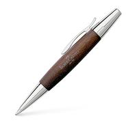 FABER-CASTELL - Bolígrafo e-motion Birnbaum marrón oscuro, mina B | Cuerpo de madera de peral con recambio negro de gran capacidad y detalles metálicos cromados