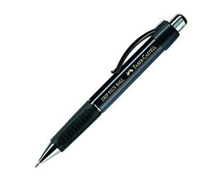 FABER-CASTELL - Bolígrafo GRIP PLUS BALL Negro metalizado, recambio M | Mina resistente al agua y zona de agarre ergonómica para una escritura cómoda