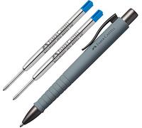 Faber-Castell Bolígrafo Poly Ball XB (gris piedra urbano + 2 minas XB azules)