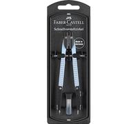 Faber-Castell Compás Grip, ajuste rápido, patas plegables, con recambios y minas, azul cielo