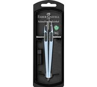 Faber-Castell Brújula 574474 de ajuste rápido Grip, incl. recambios y minas de brújula, azul cielo