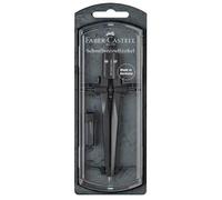 Faber Castell Compás de Ajuste Rápido Stream Negro Piedra 9706 - Diseño moderno para colegio y educación, hasta Ø 340 mm, Made in Germany