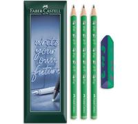 Faber-Castell Dinosaur Jumbo HB - Juego de lápices y borrador de regalo, paquete de 4