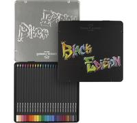 Faber-Castell - Estuche metálico 116425 con 24 lápices de colores Black Edition - Multicolor