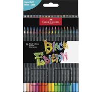 FABER-CASTELL - Estuche Black Edition, 36 lápices, estuche de cartón | Lápices de colores brillantes para papel claro y oscuro con un trazo suave, resistentes a la rotura y ergonómicos