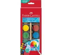 Faber Castell 125018 Caja de Acuarelas, 12 Colores, Incl. Pincel, Caja de Pinturas para la Escuela y el Tiempo Libre