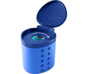 FABER-CASTELL - Estuche Grippy con protección contra cortes, azul | Sacapuntas con depósito, para lápices de colores extra gruesos de 17,8 mm de diámetro