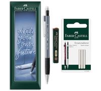Faber-Castell Grip 1345 - Juego de portaminas HB de 0,5 mm con minas de polímero y recambios de goma de borrar de repuesto para escribir, dibujar, dibujar técnico (Gris Piedra)