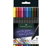Faber-Castell Rotuladores punta fina 151610 – Caja 10, 0,4 mm, agarre ergonómico, colores vibrantes