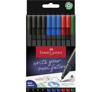 Faber-Castell Rotuladores finos Grip Finepen Office 151691 – 0,4 mm Set 10 negro, azul, rojo, verde