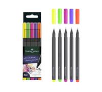Faber-Castell Rotulador punta fina Grip Finepen 151603, fibra 0,4 mm, 5 u., verde claro y naranja